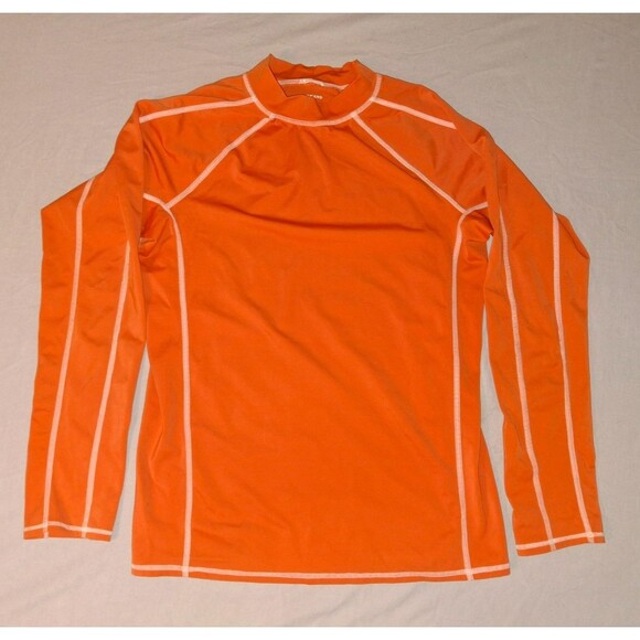 Lands’ End Boys Rash Guard Swim Shirt Long Sleeve Size M 14-16, Orange - Picture 1 of 6